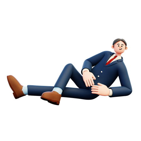 Businessman Relaxing On The Floor  3D Illustration