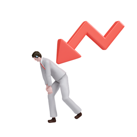Businessman Representing Downward Trend In Business Performance  3D Illustration