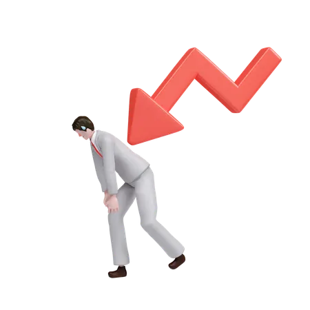 Businessman Representing Downward Trend In Business Performance  3D Illustration