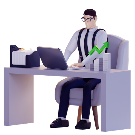 Businessman research on investment growth  3D Illustration