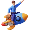 Businessman Riding Rocket