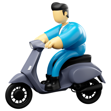 Businessman Riding Scooter 3D Illustration