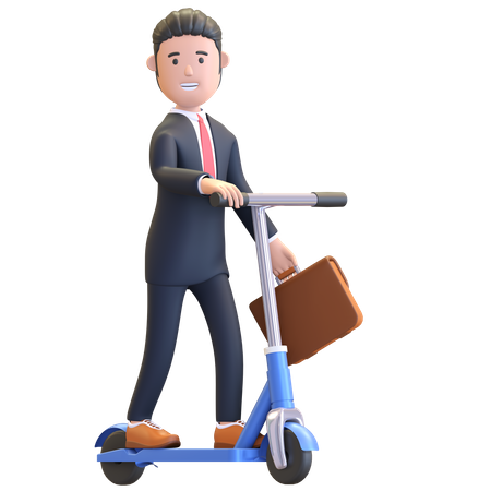 Businessman riding scooter cycle  3D Illustration