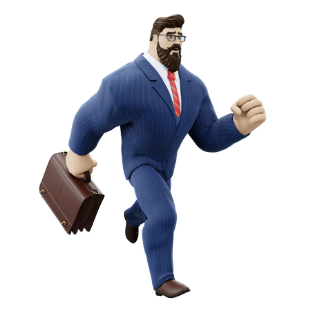Businessman Running 3D Illustration