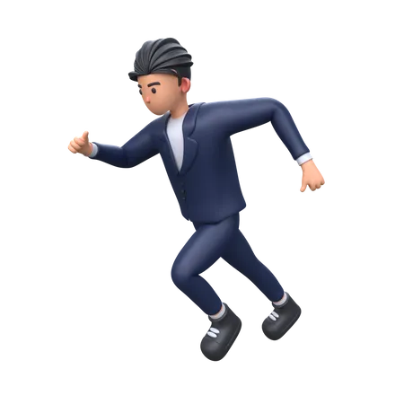 Young Businessman Running 3 D Illustration 3D Illustration