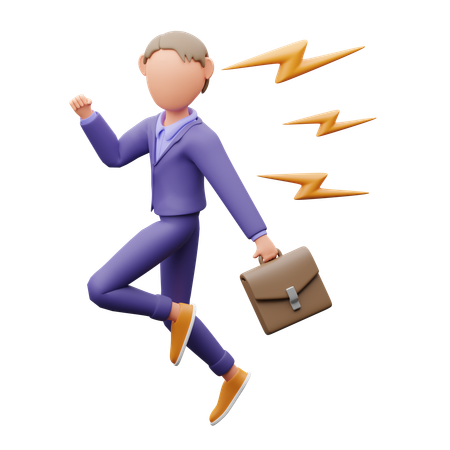 Businessman Running And Carrying Briefcase  3D Illustration