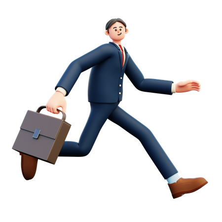 Businessman Running Holding Briefcase  3D Illustration