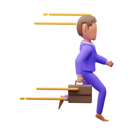 Businessman Running Late For Office  3D Illustration