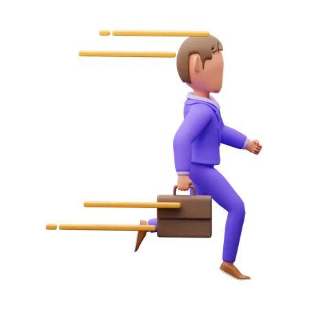 Businessman Running Late For Office  3D Illustration