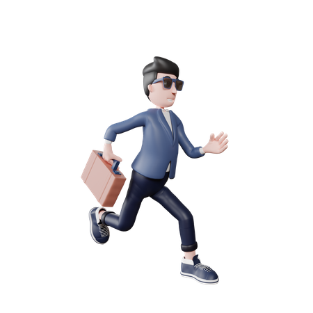 Businessman running late for office  3D Illustration