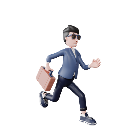 Businessman running late for office 3D Illustration