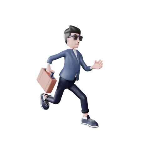 Businessman running late for office  3D Illustration