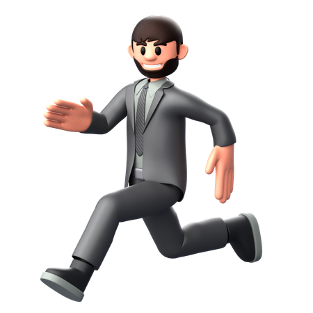 Businessman running late for work  3D Illustration