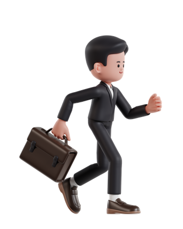 Businessman running with briefcase  3D Illustration