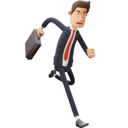 Businessman Running With Briefcase  3D Illustration