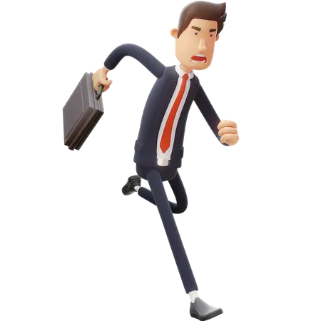 Businessman Running With Briefcase  3D Illustration