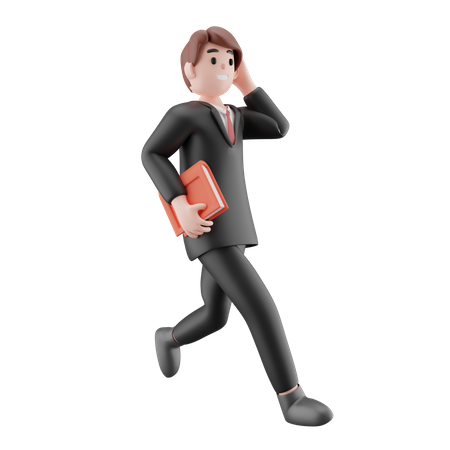Businessman rushing towards work  3D Icon