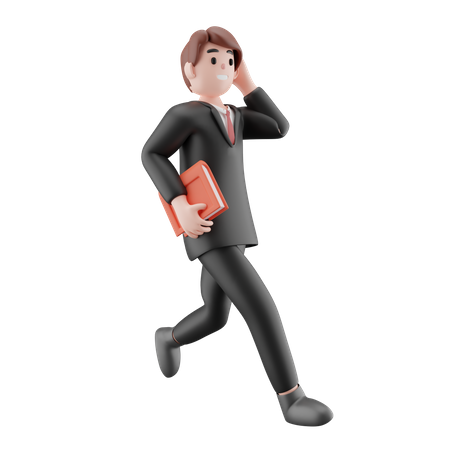 Businessman rushing towards work  3D Illustration