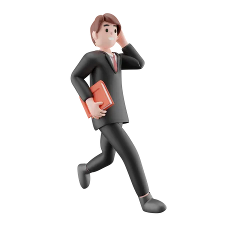 Businessman rushing towards work  3D Illustration