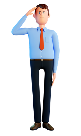 Businessman salutes military honor  3D Illustration