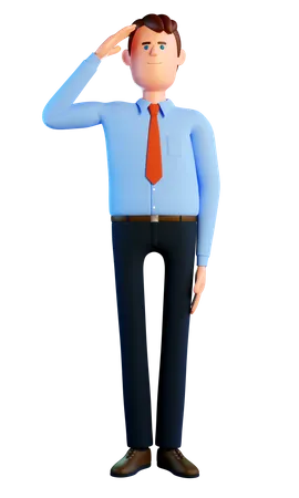 Businessman salutes military honor  3D Illustration