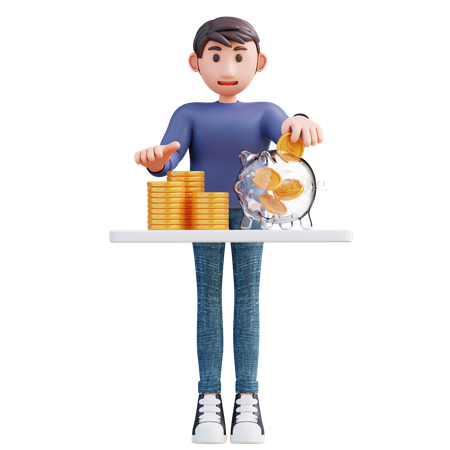 Businessman Saving Money  3D Illustration