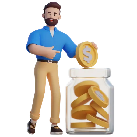 Businessman Saving Money  3D Illustration