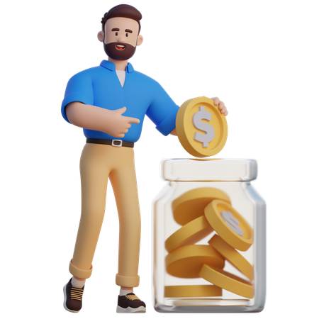 Businessman Saving Money  3D Icon