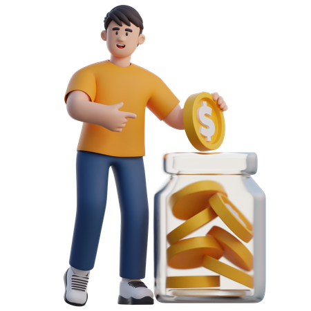 Businessman Saving Money  3D Icon