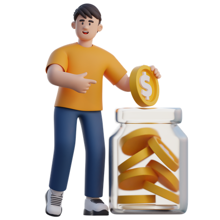 Businessman Saving Money  3D Illustration