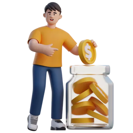 Businessman Saving Money  3D Illustration