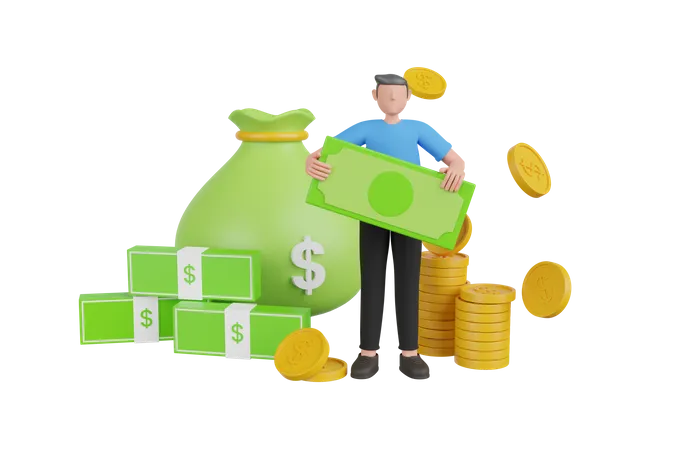 Businessman saving money  3D Illustration