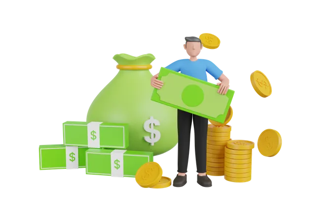 3 D Illustration Of Saving Money Deposit And Profit Money Saving Concept With Characters Can Use For Web Banner Infographics Hero Images 3D Illustration