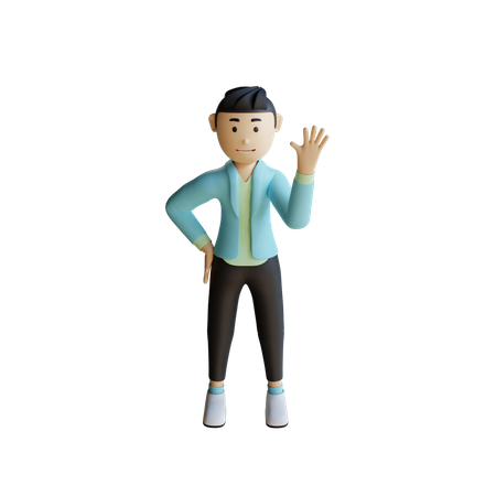 Businessman Say Hello  3D Illustration