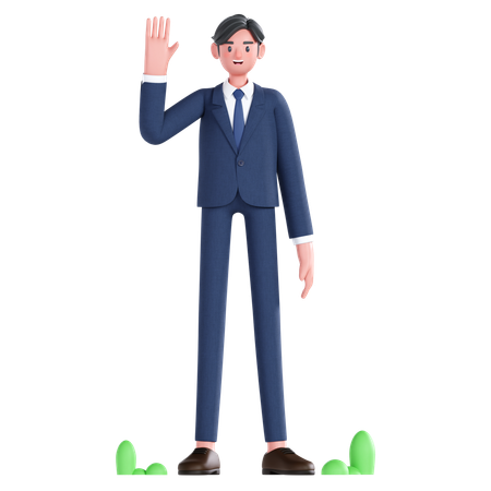 Businessman say hello  3D Illustration