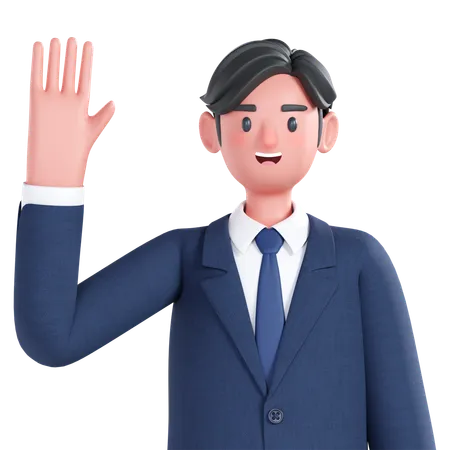 Businessman say hello  3D Illustration