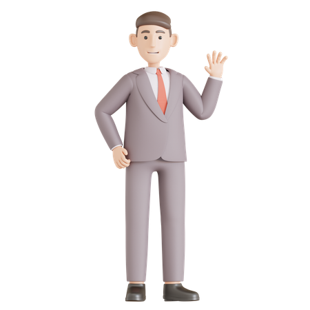 Businessman say hi  3D Icon
