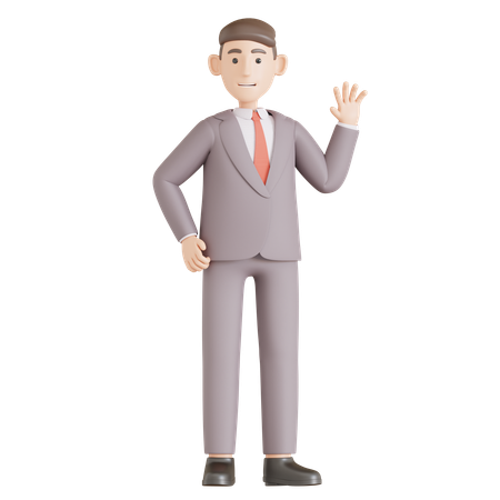 Businessman say hi  3D Illustration