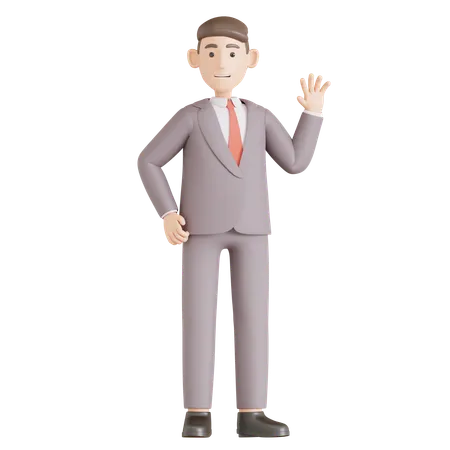 Businessman say hi  3D Illustration