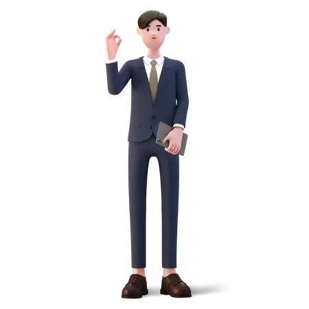 Businessman saying good  3D Illustration