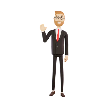 Businessman Saying Hello 3D Illustration