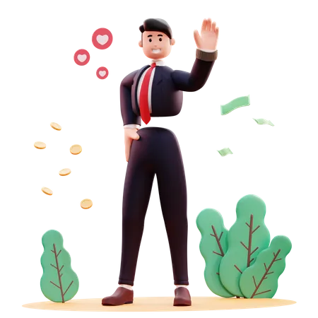 Businessman saying hello gesture 3D Illustration
