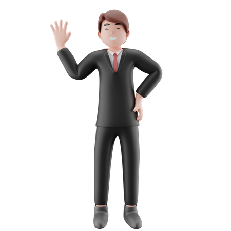 Businessman saying hi  3D Icon