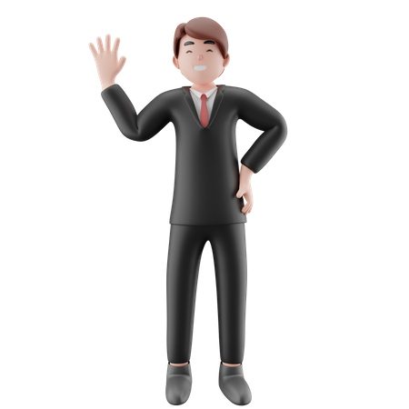 Businessman saying hi  3D Illustration