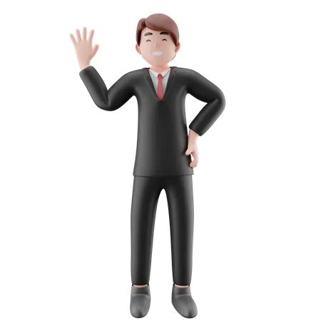 Businessman saying hi  3D Illustration
