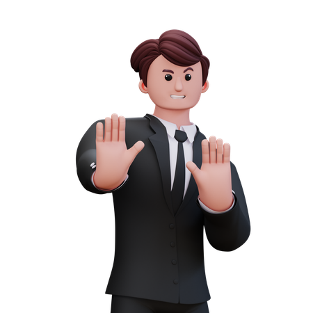 Businessman Saying Left No  3D Illustration