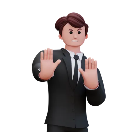 Businessman Saying Left No  3D Illustration