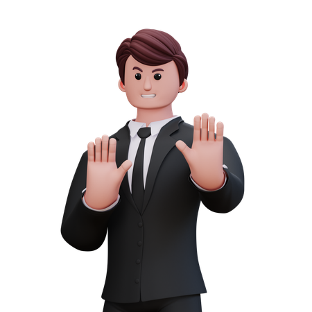 Businessman Saying Right No  3D Illustration