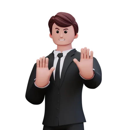 Businessman Saying Right No  3D Illustration