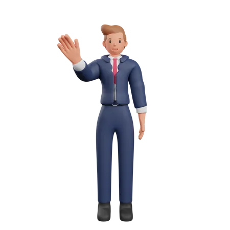 Businessman says hello  3D Illustration